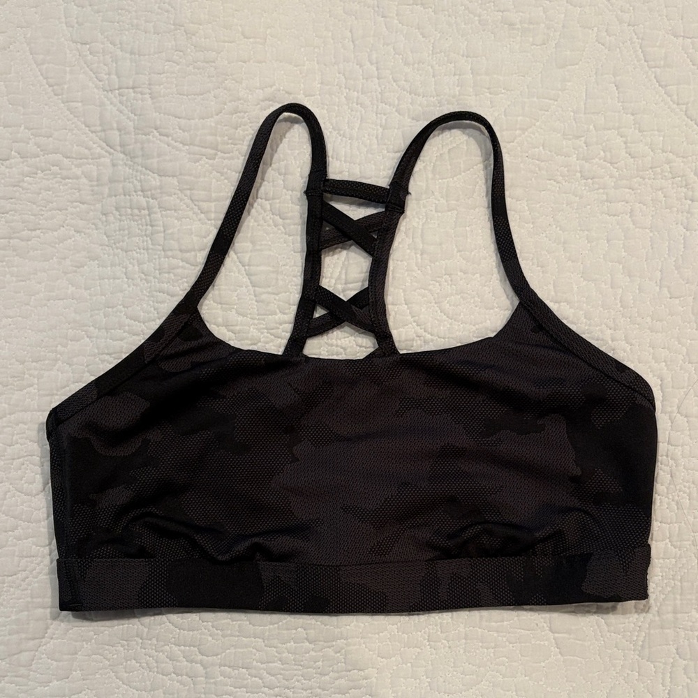 all in motion Black and Gray Crisscross Back Sports Bra